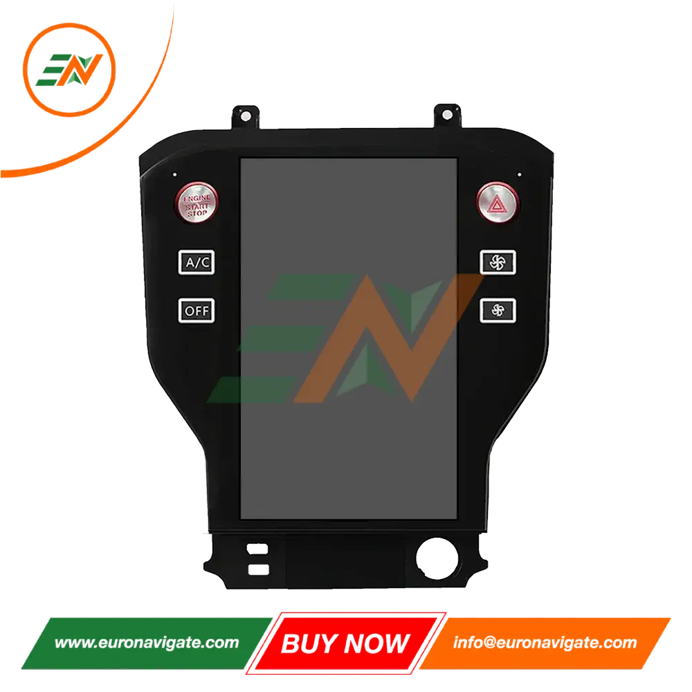 Euronavigate Coche 11,8 pulgadas Tesla Pantalla vertical Android 14 para Ford Mustang 2015-2022 Radio de coche inalámbrica Carplay GPS Reproductor estéreo Navegación Retrofit Accesorios del mercado de accesorios