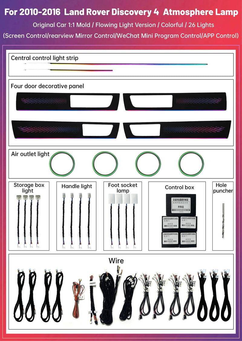 Euronavigate Car Car Ambient Lights Flowing Light Design for Land Rover Discovery 4 2010-2016 Automotive Interior Accessory Retrofit Aftermarket Accessories