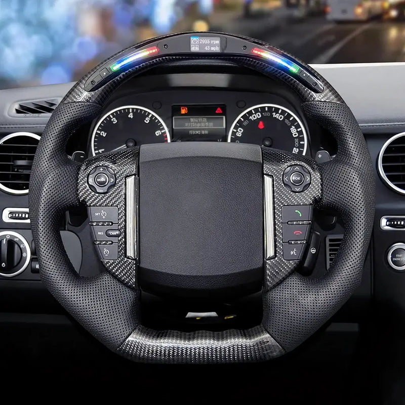 Euronavigate Car LED Carbon Fiber Racing Steering Wheel for LAND ROVER Discovery 4 Customized LED Carbon Fiber Racing Steering Wheel Retrofit Aftermarket Accessories