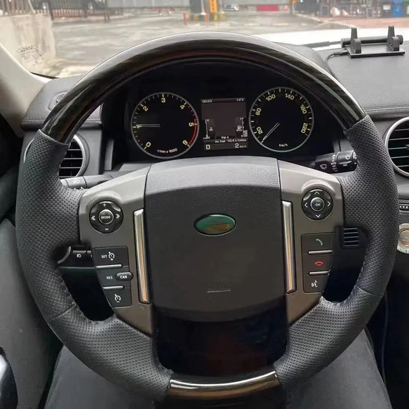 Euronavigate Car Mahogany Steering Wheel for Land Rover Discovery 3/4, Sport L320, Freelander Modified and Leather Steering Wheel with Optional Heating Retrofit Aftermarket Accessories