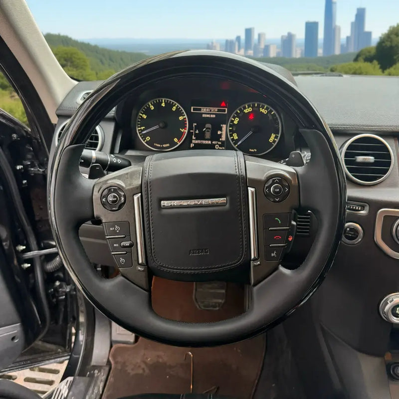 Euronavigate Car Mahogany Wood Steering Wheel for Land Rover Discovery 4 Modified and Leather Steering Wheel with Optional Heating Retrofit Aftermarket Accessories