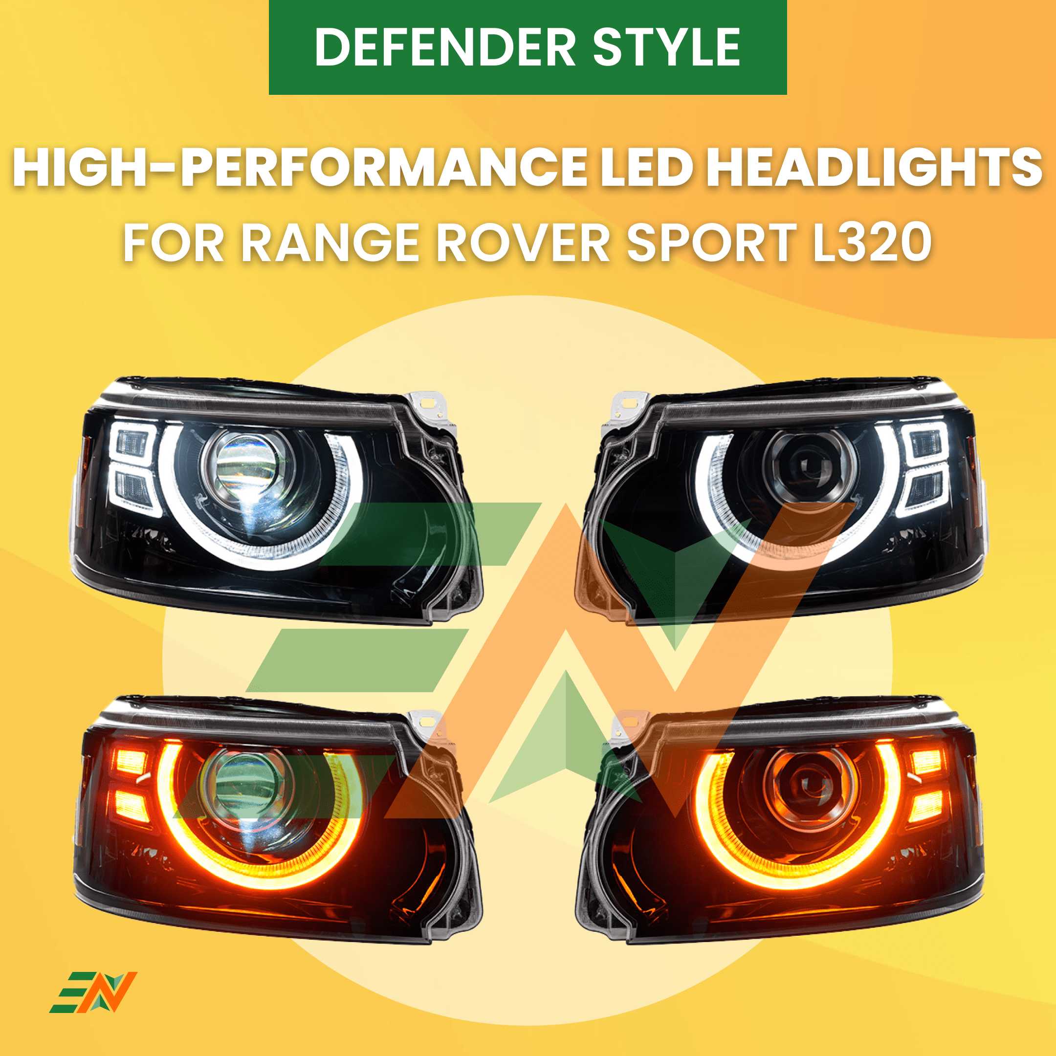 Modified Defender Pair Facelift Headlights for Range Rover Sport L320