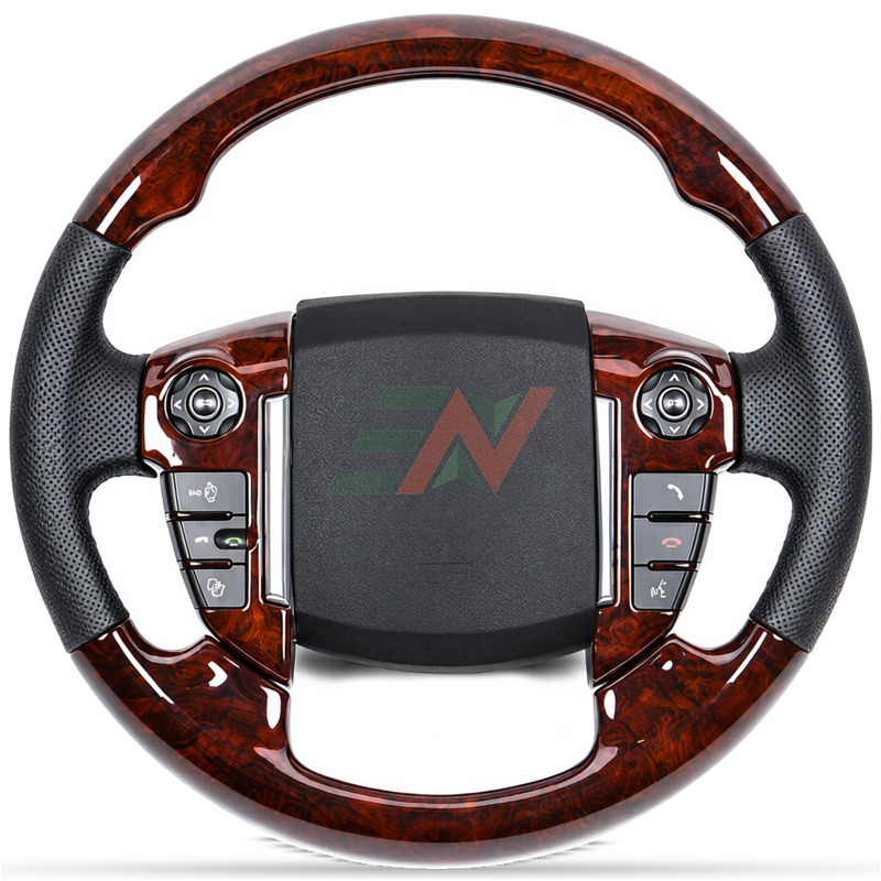 Volante de madera de caoba para Land Rover Discovery 4 L319 con secciones de madera superior e inferior