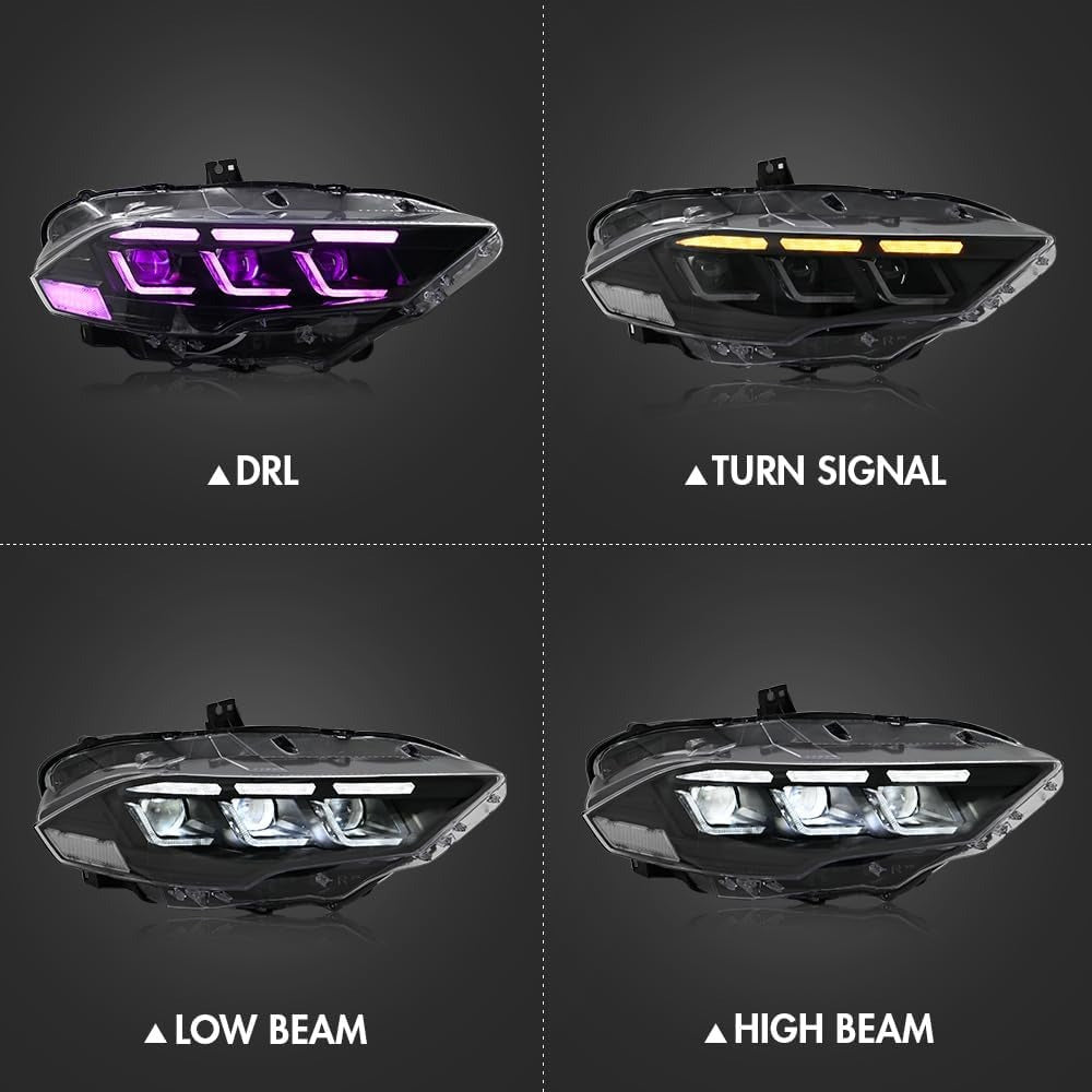 Faros secuenciales LED de triple haz para Ford Mustang