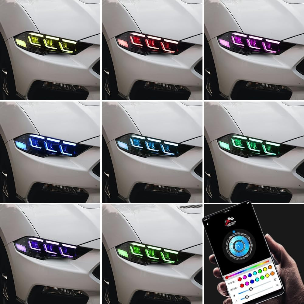 Faros secuenciales LED de triple haz para Ford Mustang
