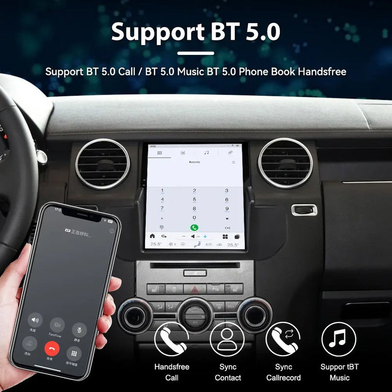 Euronavigate Car 10.4-Inch Tesla Style Dash Navigation System for Land Rover Discovery 4 Android Tesla Style Dash Navigation Stereo System Retrofit Aftermarket Accessories