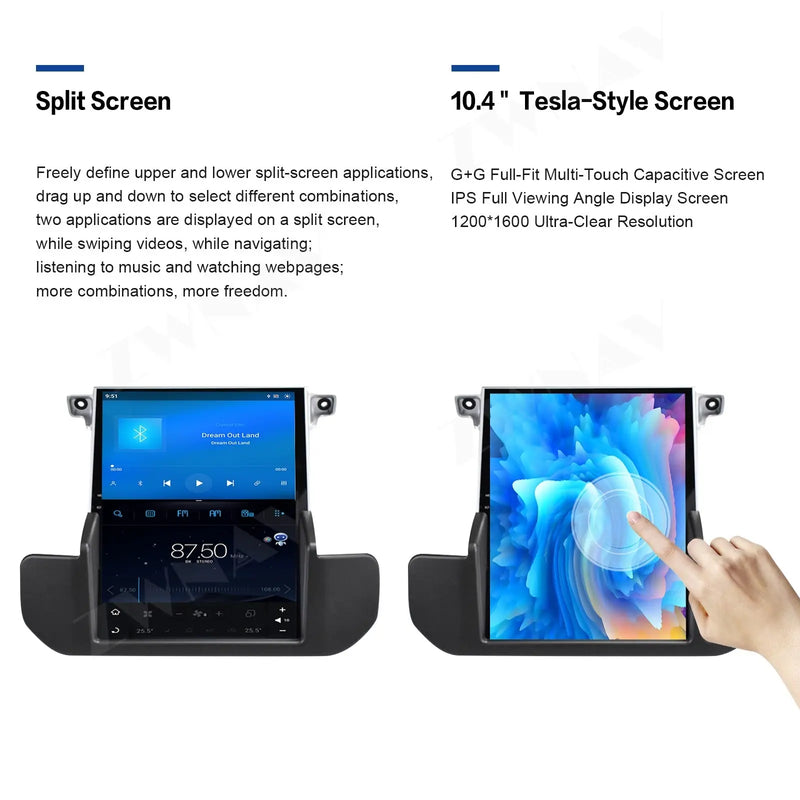 Euronavigate Car 10.4-Inch Tesla Style Dash Navigation System for Land Rover Discovery 4 Android Tesla Style Dash Navigation Stereo System Retrofit Aftermarket Accessories