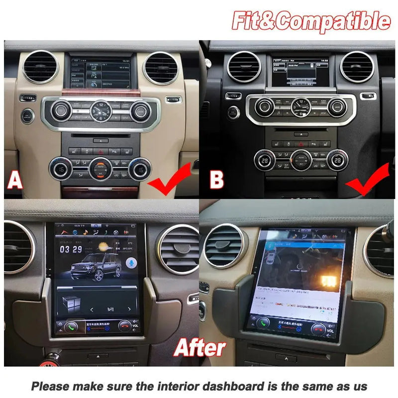 Euronavigate Car 10.4-Inch Tesla Style Dash Navigation System for Land Rover Discovery 4 Android Tesla Style Dash Navigation Stereo System Retrofit Aftermarket Accessories