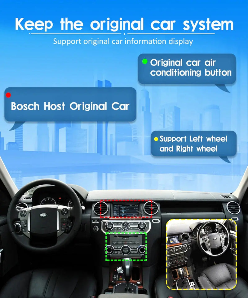 Euronavigate Car 10.4-Inch Tesla Style Dash Navigation System for Land Rover Discovery 4 Android Tesla Style Dash Navigation Stereo System Retrofit Aftermarket Accessories