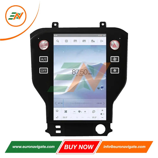 Euronavigate Coche 11,8 pulgadas Tesla Pantalla vertical Android 14 para Ford Mustang 2015-2022 Radio de coche inalámbrica Carplay GPS Reproductor estéreo Navegación Retrofit Accesorios del mercado de accesorios