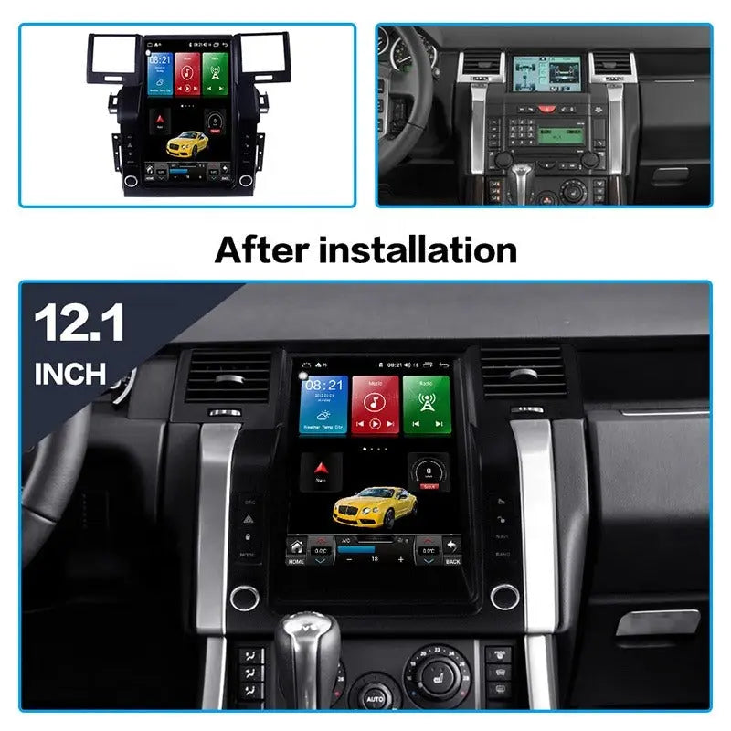 Euronavigate Car 12.1 inch tesla style infotainment upgrade for Range Rover Sport L320 Dash Touch Screen Android Head Unit Display Radio Stereo GPS Navigation Multimedia Player Replacement Carplay Wireless Receiver Reversing Handsfree Plug And Play Retrofit Aftermarket Accessories