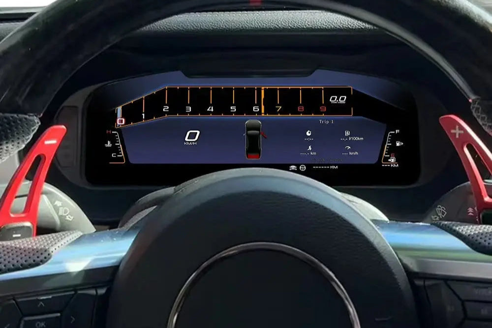 Euronavigate Car 12.3'' Car Digital Cluster For Ford Mustang 2015 2016 2017 2018 2020 LCD Dashboard Panel Virtual CockPit Speedometer Instrument  Retrofit Aftermarket Accessories