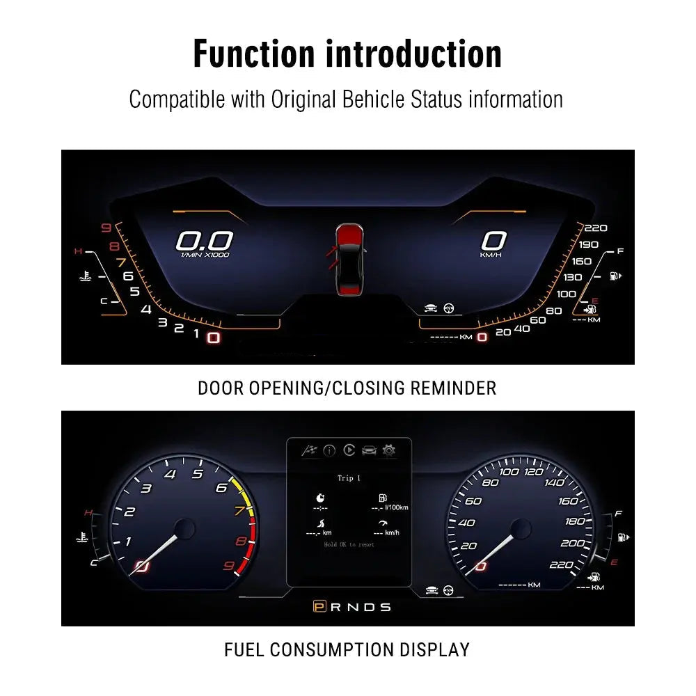 Euronavigate Car 12.3'' Car Digital Cluster For Ford Mustang 2015 2016 2017 2018 2020 LCD Dashboard Panel Virtual CockPit Speedometer Instrument  Retrofit Aftermarket Accessories