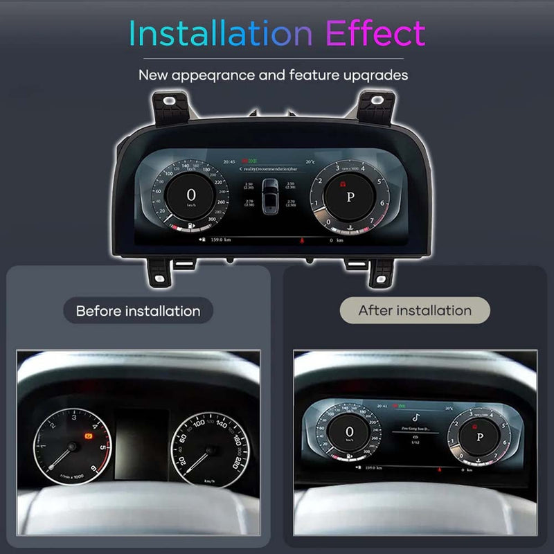 Direct steering wheel button compatibility maintains control of the Land Rover Discovery 4 digital dashboard.