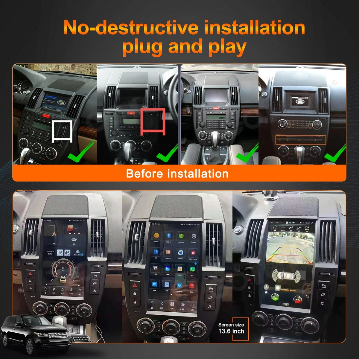 Euronavigate Car 13.6" Android Tesla Car Radio for Land Rover Freelander 2 Car Radio Retrofit Aftermarket Accessories