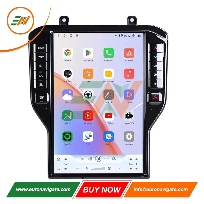 Euronavigate Coche 14,5" Android Actualización de radio para Ford Mustang Sistema estéreo de coche Retrofit Accesorios del mercado de accesorios