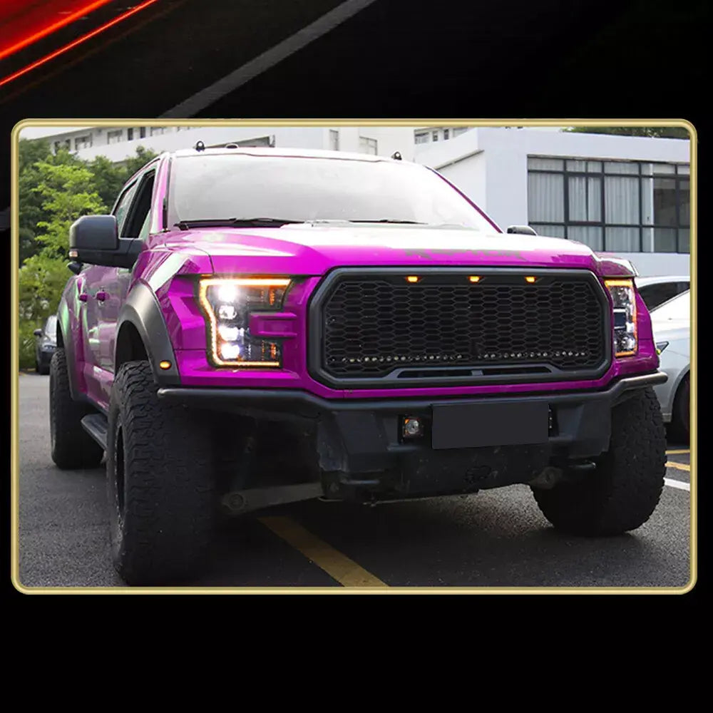 Euronavigate Car 2016-2020 Ford Raptor & F150 White or Amber LED DRL Projector Headlight Assemblies  Retrofit Aftermarket Accessories