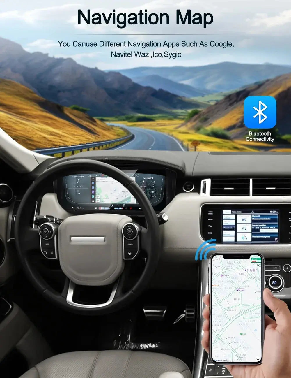 The digital cluster for the Range Rover L405 boasts a 12.3" LCD screen, multiple language support, and various UI styles for a personalized experience. Compatible with steering wheel controls, this plug and play device enhances your car’s interior and driving experience.