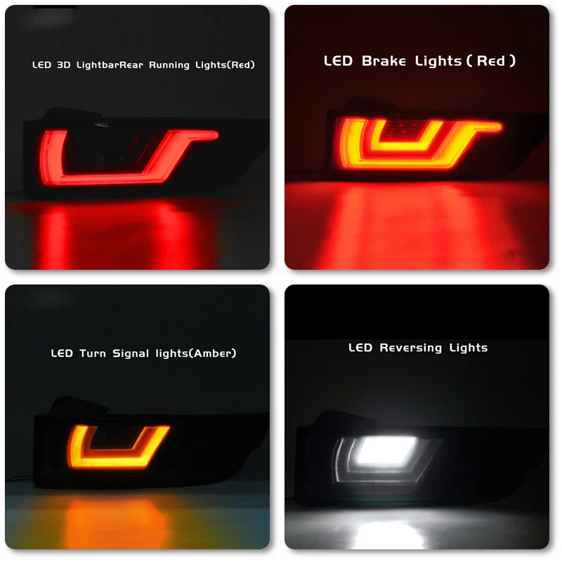 Euronavigate Car For Land Rover Range Rover Evoque 2012-2018 4-in-1 Led Tail Light Assembly Reverse/Brake/Running/ Dynamic Turn Signal Lights  Retrofit Aftermarket Accessories