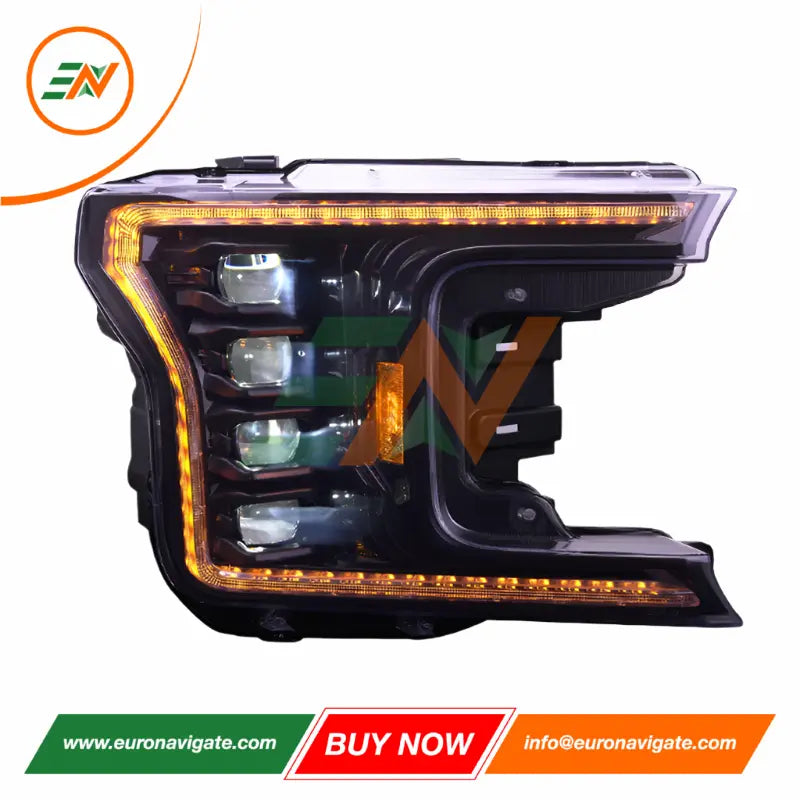 Euronavigate Auto Ford F150 LED Faros delanteros de proyector DRL LED, accesorios de repuesto para faros delanteros