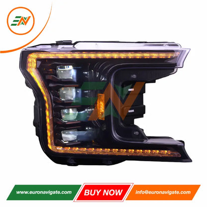 Euronavigate Auto Ford F150 LED Faros delanteros de proyector DRL LED, accesorios de repuesto para faros delanteros