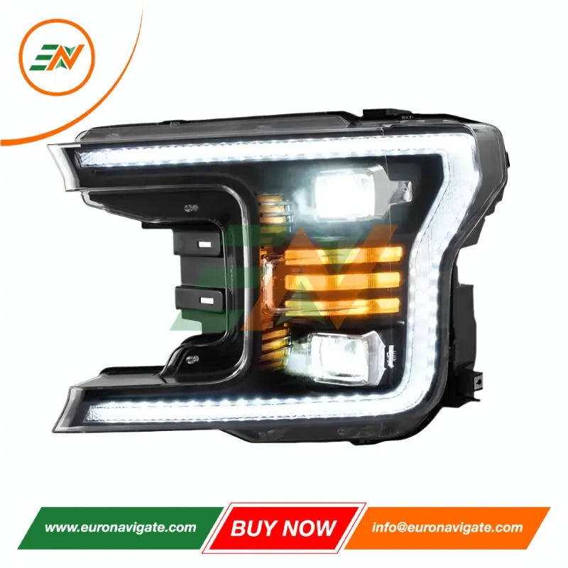Euronavigate Faros de automóvil Ford F150 LED con proyector de doble haz Iluminación automotriz, faros delanteros, estilo S650, DRL, luces de circulación diurna, señales de giro secuenciales Accesorios de posventa de modernización