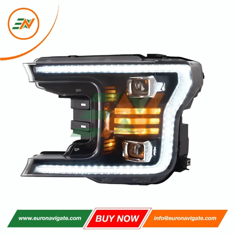 Euronavigate Faros de automóvil Ford F150 LED con proyector de doble haz Iluminación automotriz, faros delanteros, estilo S650, DRL, luces de circulación diurna, señales de giro secuenciales Accesorios de posventa de modernización