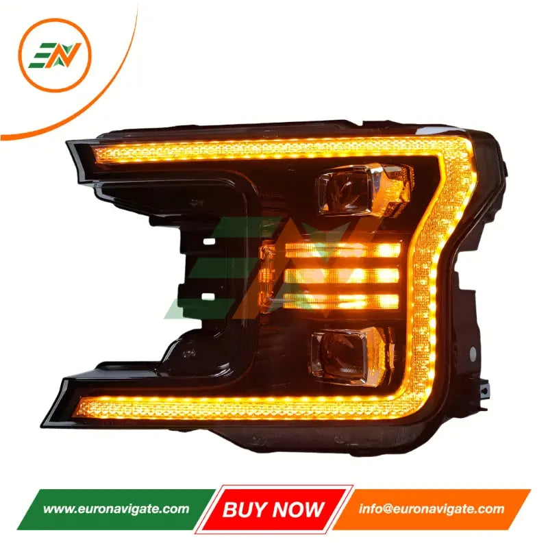 Euronavigate Faros de automóvil Ford F150 LED con proyector de doble haz Iluminación automotriz, faros delanteros, estilo S650, DRL, luces de circulación diurna, señales de giro secuenciales Accesorios de posventa de modernización