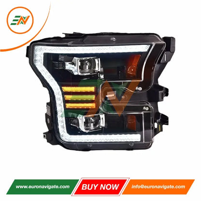 Euronavigate Faros de automóvil Ford F150 LED con proyector de doble haz Iluminación automotriz, faros delanteros, estilo S650, DRL, luces de circulación diurna, señales de giro secuenciales Accesorios de posventa de modernización