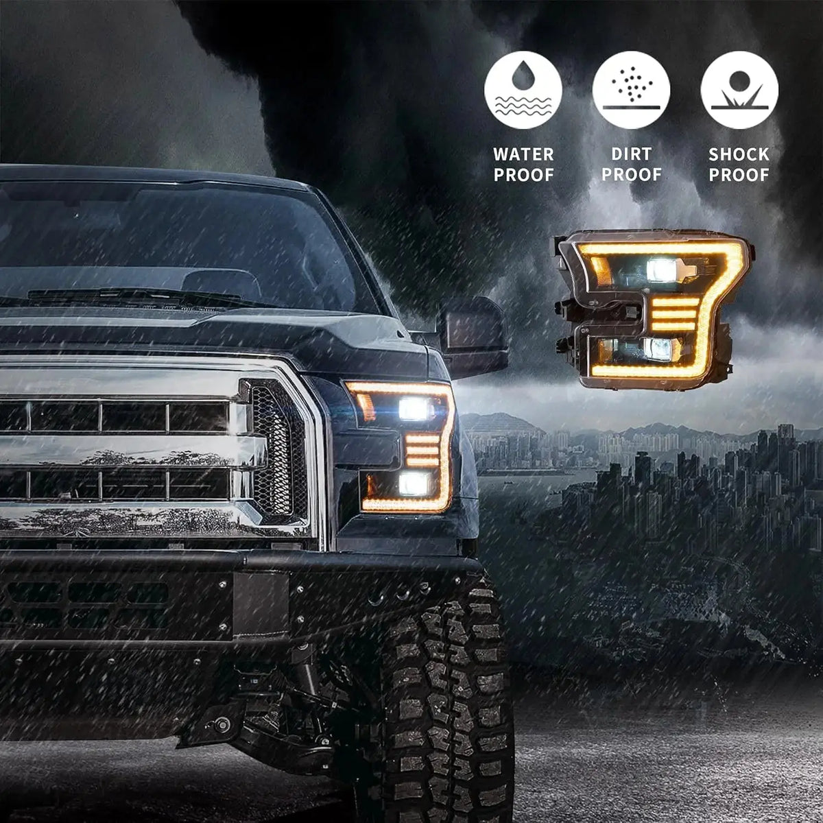 Euronavigate Car Ford F150 LED HeadLights With Dual Beam Projector Automotive Lighting, Headlights, S650 Style, DRL, Daytime Running Lights, Sequential Turn Signals Retrofit Aftermarket Accessories