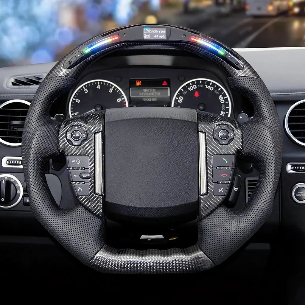 Euronavigate Car LED Carbon Fiber Racing Steering Wheel for LAND ROVER Discovery 4 Customized LED Carbon Fiber Racing Steering Wheel Retrofit Aftermarket Accessories