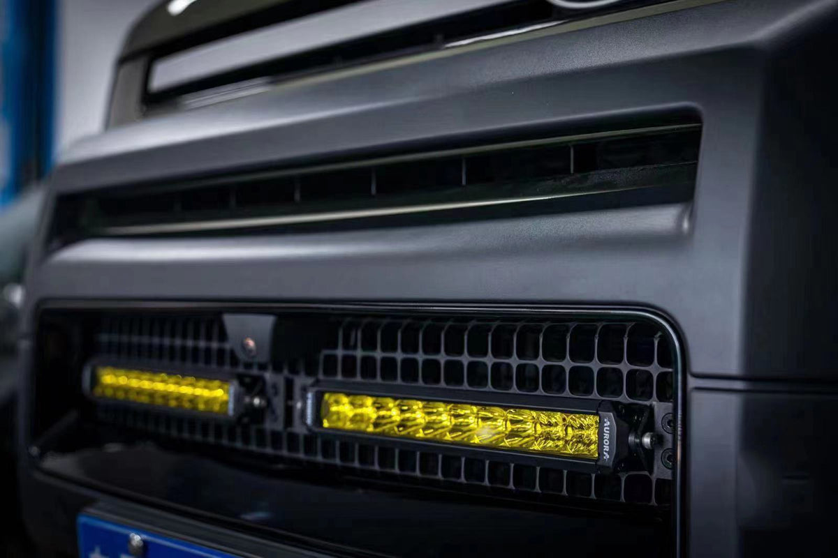 Our front bumper grille lights are designed for your Land Rover Defender, with free global shipping and a one-year warranty. Enhance your vehicle’s look with this durable, high-quality product.