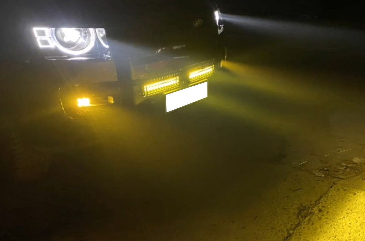 Get stylish front bumper grille lights for your Land Rover Defender, featuring free global shipping and a one-year factory warranty. Installation is easy, and the impact is significant.