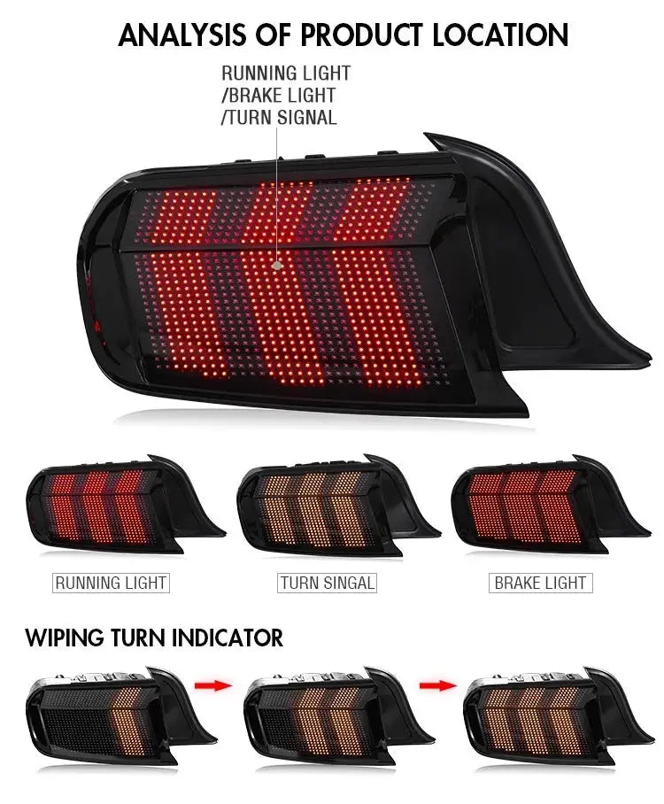 Euronavigate Car LED Taillight Assembly for Ford Mustang 2015 2016 2017 2018 2019 2020 2021 2022 2023 modified RGB Stream Turn Signal Rear lamp Tail Light Car Accessories  Retrofit Aftermarket Accessories