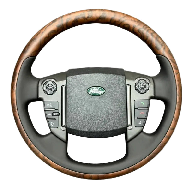Euronavigate Car Mahogany Steering Wheel for Land Rover Discovery 3/4, Sport L320, Freelander Modified and Leather Steering Wheel with Optional Heating Retrofit Aftermarket Accessories
