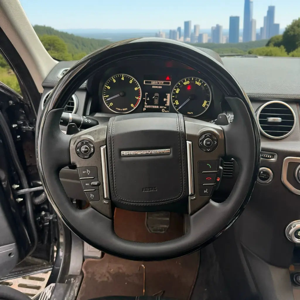 Euronavigate Car Mahogany Wood Steering Wheel for Land Rover Discovery 4 Modified and Leather Steering Wheel with Optional Heating Retrofit Aftermarket Accessories