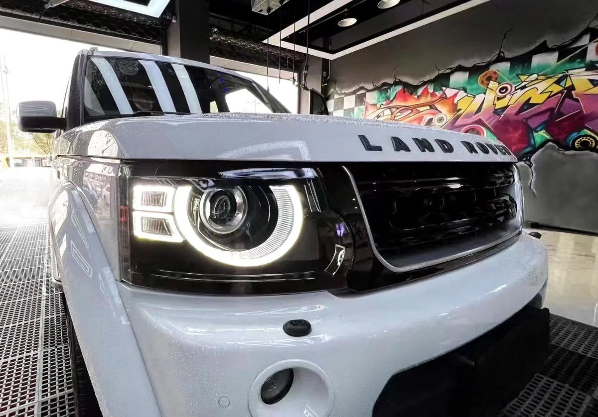 Euronavigate Car Modified Defender Style Facelift Front Headlight Assembly for Land Rover Discovery 4 Vehicle Headlamp Plug And Play Upgrade Replacement Retrofit Aftermarket Accessories