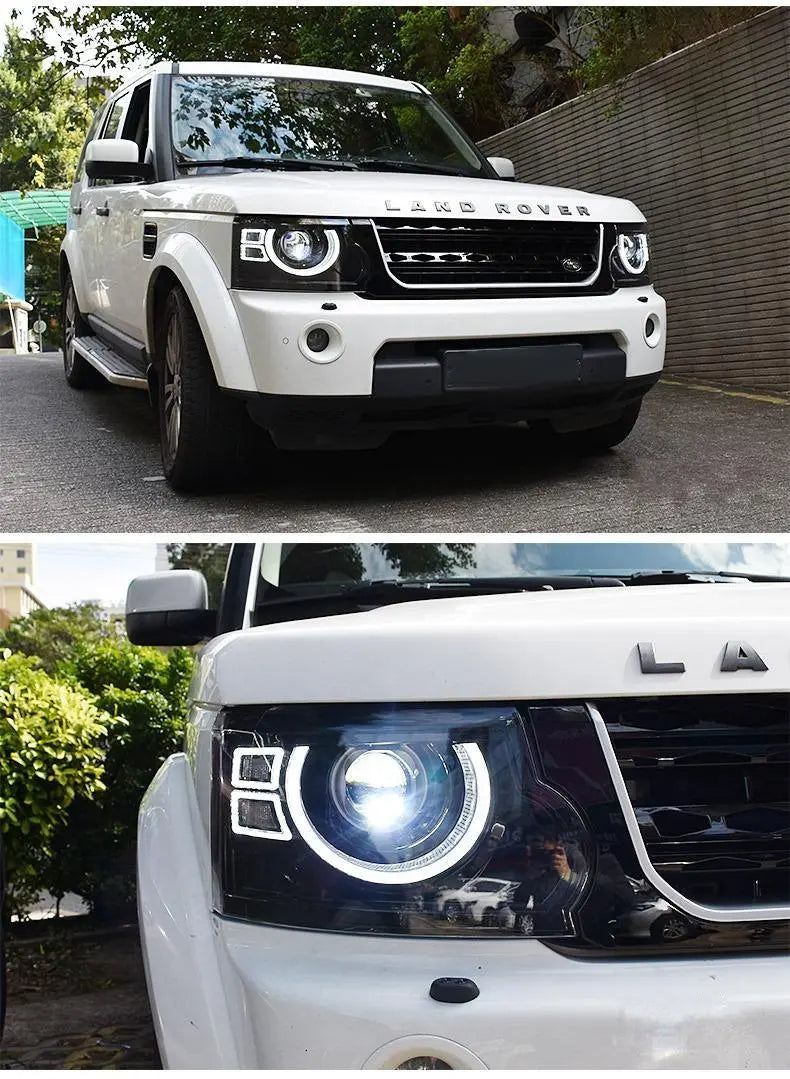 Euronavigate Car Modified Defender Style Facelift Front Headlight Assembly for Land Rover Discovery 4 Vehicle Headlamp Plug And Play Upgrade Replacement Retrofit Aftermarket Accessories