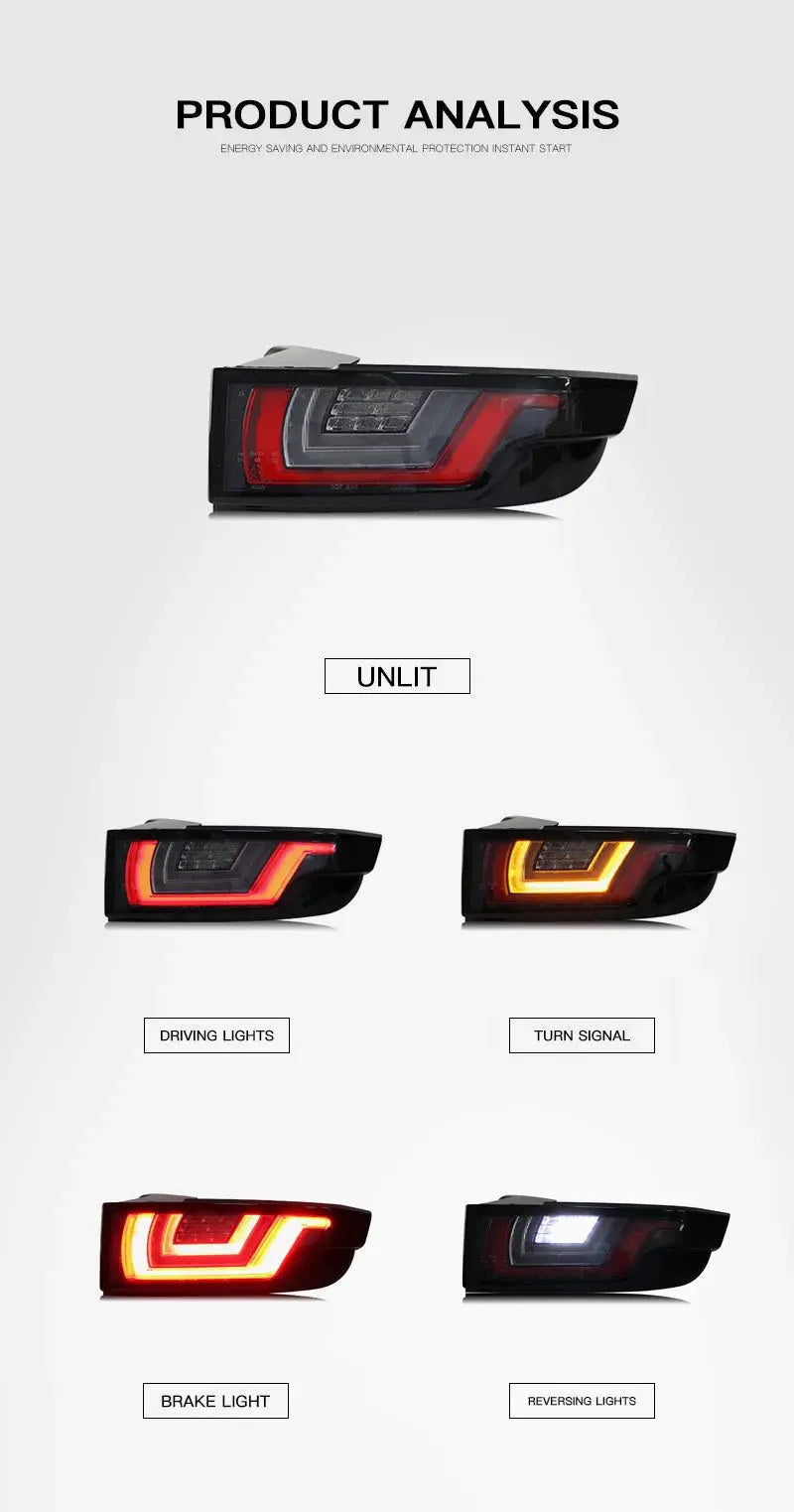 Euronavigate Car Modified New Style Taillight   Assembly For Land Range Rover Evoque 2012-2018 Vehicle Headlamp Plug And Play Upgrade Replacement Retrofit Aftermarket Accessories