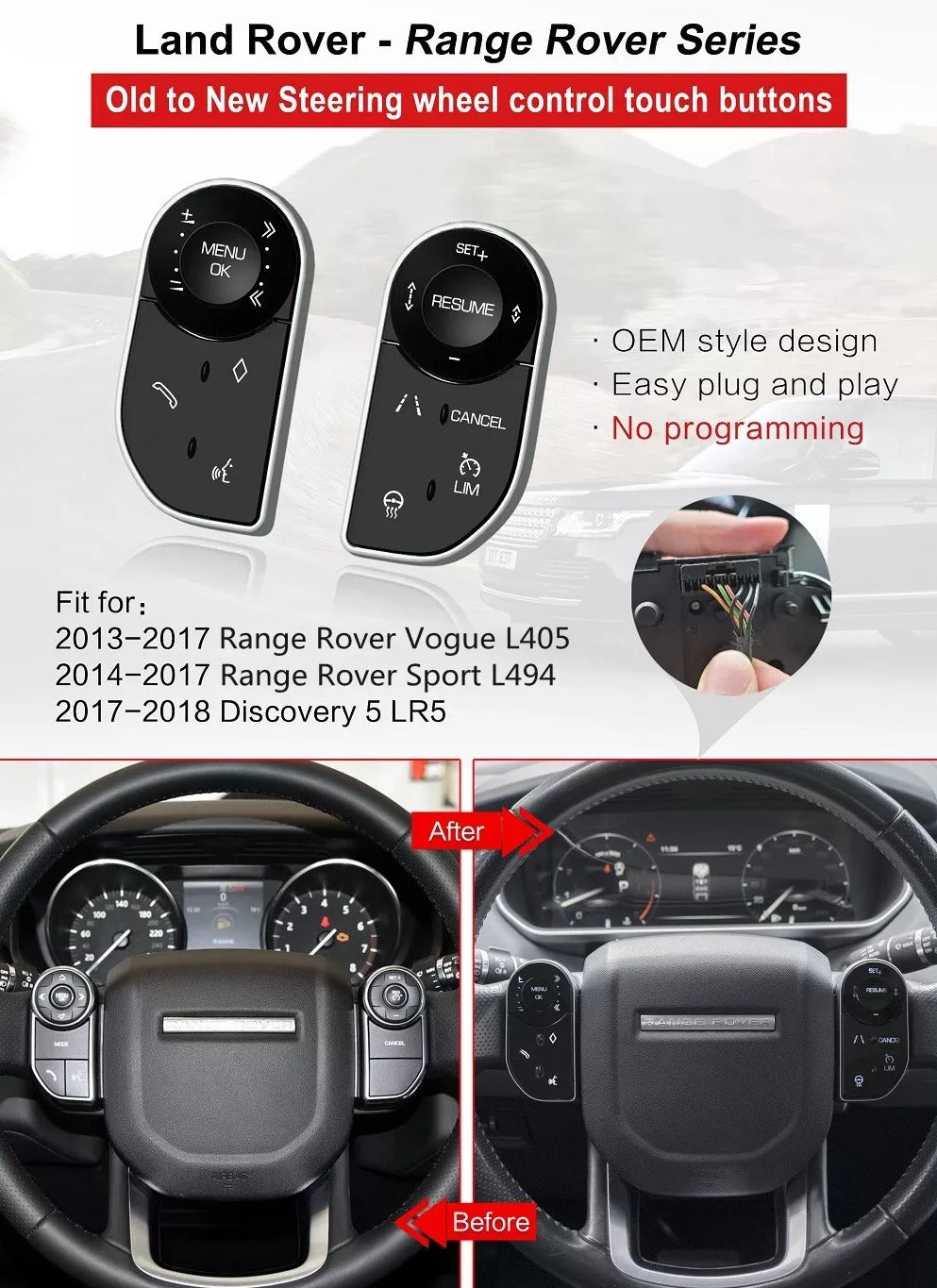 Botones táctiles de control en el volante para Range Rover Vogue, Sport y Descubrimiento5