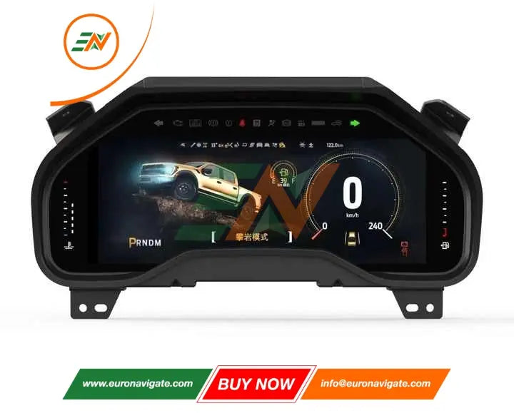 Upgrade your Ford F150 with our digital cluster, featuring a vibrant LCD display and speedometer. Enjoy a modern car instrument panel with plug-and-play installation for a seamless upgrade