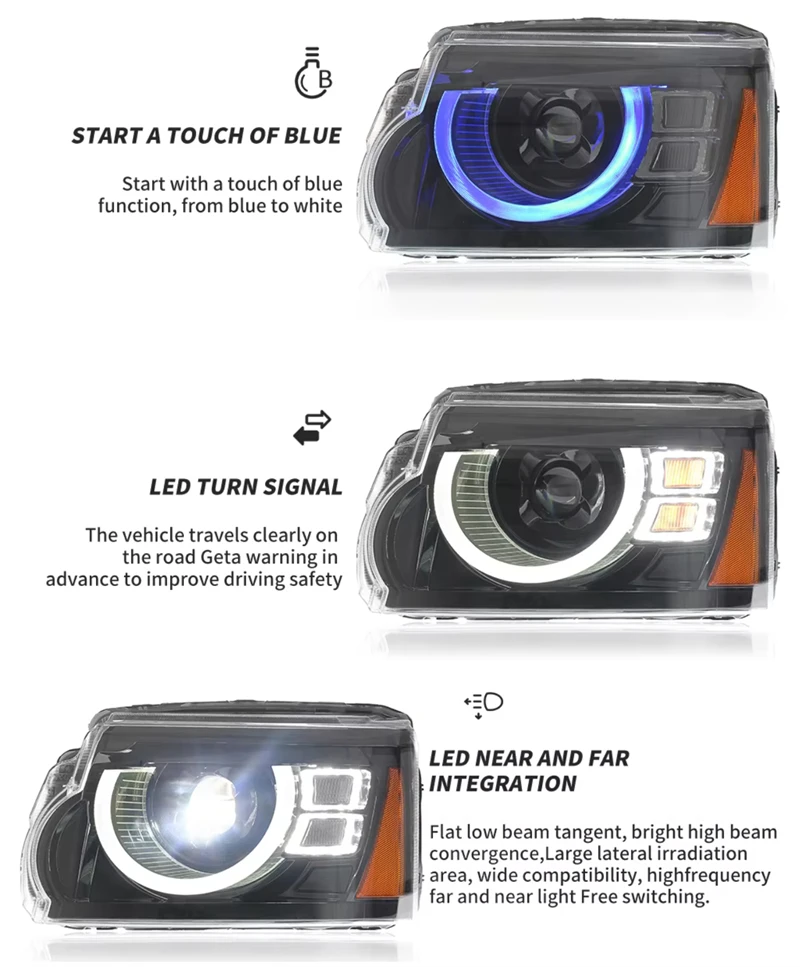 Euronavigate Car LED Headlight Assembly for Land Rover Discovery 4 LED Headlight Assembly Retrofit Aftermarket Accessories