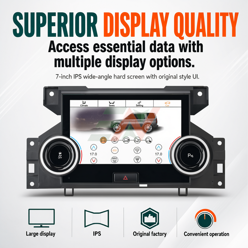 AC control module Land Rover Discovery 4 7-inch digital climate display with vehicle settings