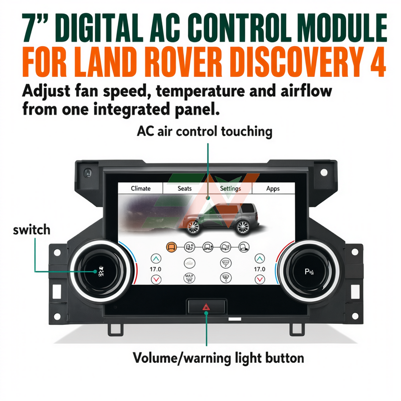 AC control module Land Rover Discovery 4 original vehicle climate settings - integrated panel view