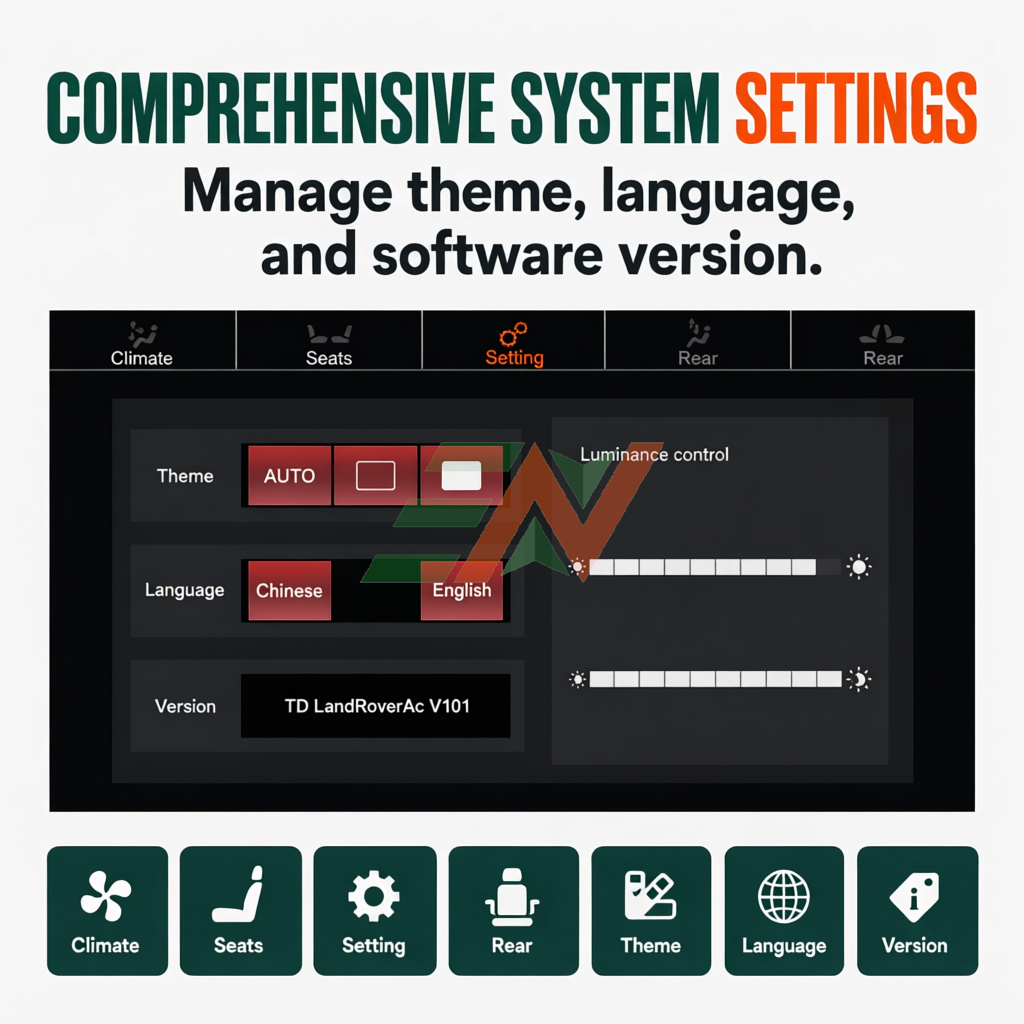 AC control module Land Rover Discovery 4 vehicle settings access - theme and language controls