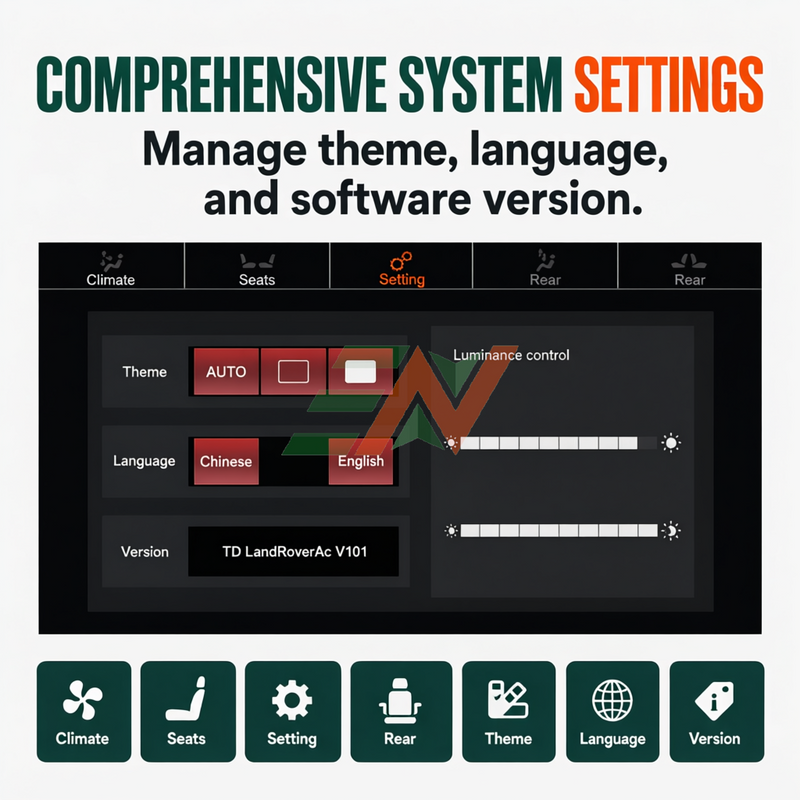 AC control module Land Rover Discovery 4 vehicle settings access - theme and language controls