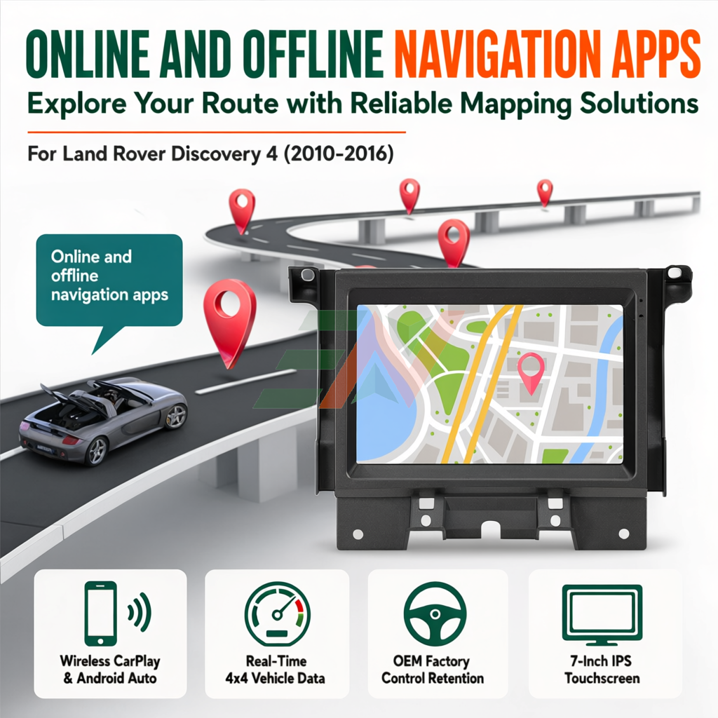 Android car radio head unit for Land Rover Discovery 4 with navigation applications display