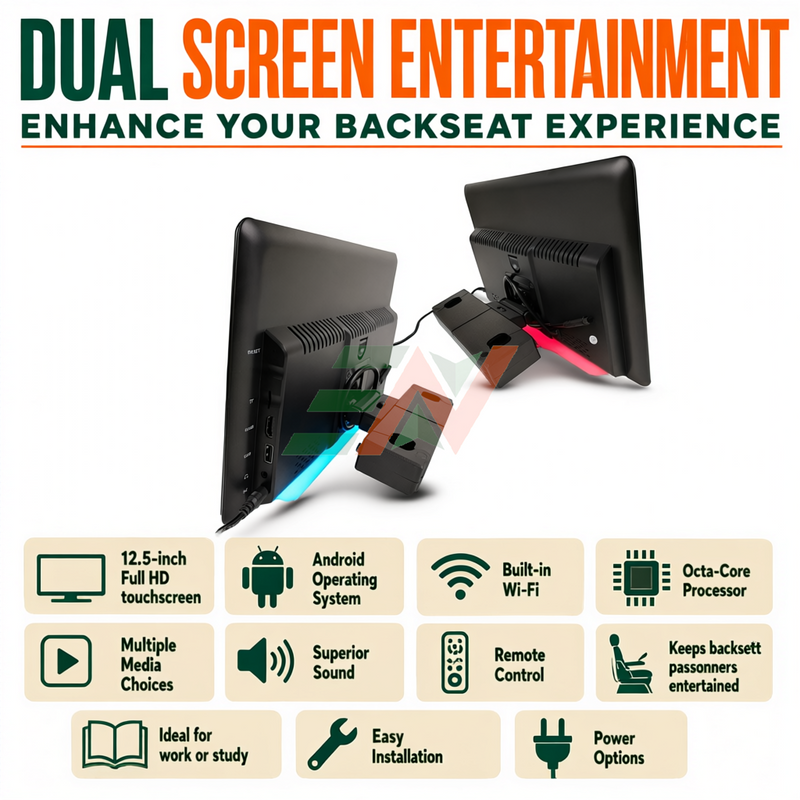 Android Car TV head unit display for Land Rover Discovery 4 with dual screen entertainment system
