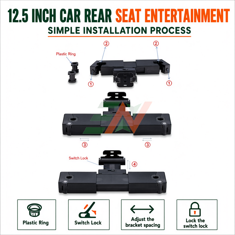 Android Car TV for Land Rover Discovery 4 rear seat entertainment system installation process with bracket adjustment