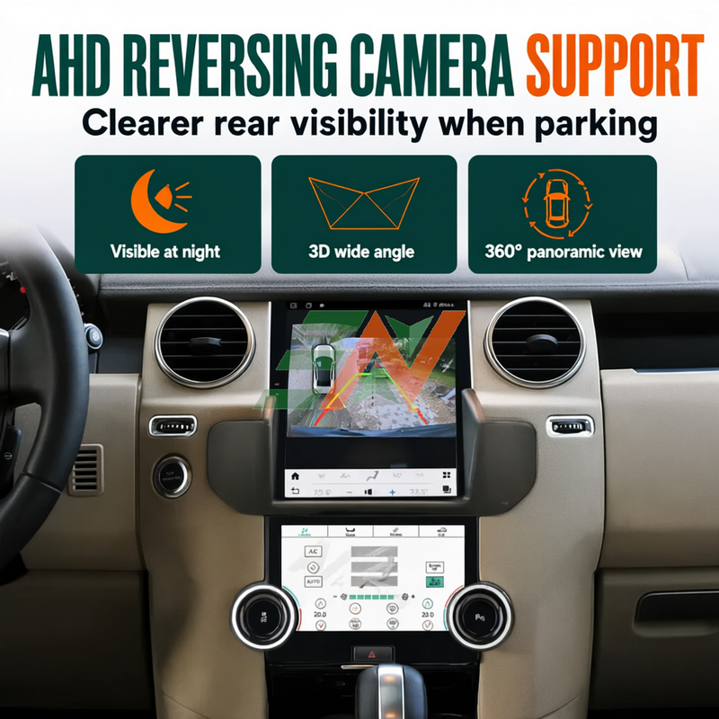 Android head unit Land Rover Discovery 4 factory surround-view camera integration with 360-degree panoramic view